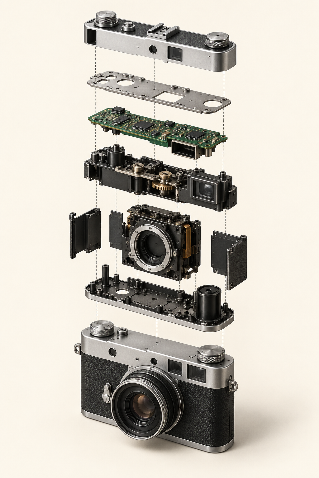An exploded-view product poster — Generated result