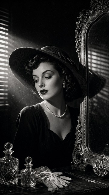 A black-and-white film-noir portrait — Reference